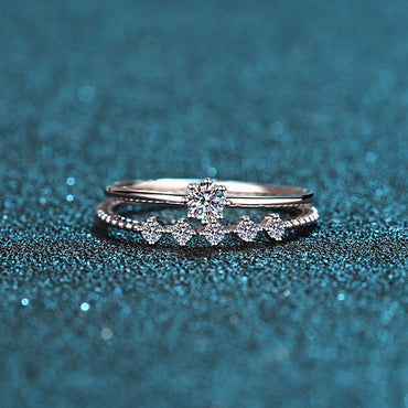 925 Sterling Silver 10 Points Moissanite Couple Rings