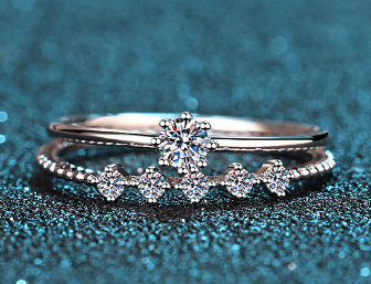 925 Sterling Silver 10 Points Moissanite Couple Rings