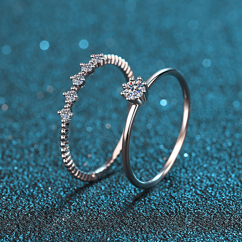 925 Sterling Silver 10 Points Moissanite Couple Rings