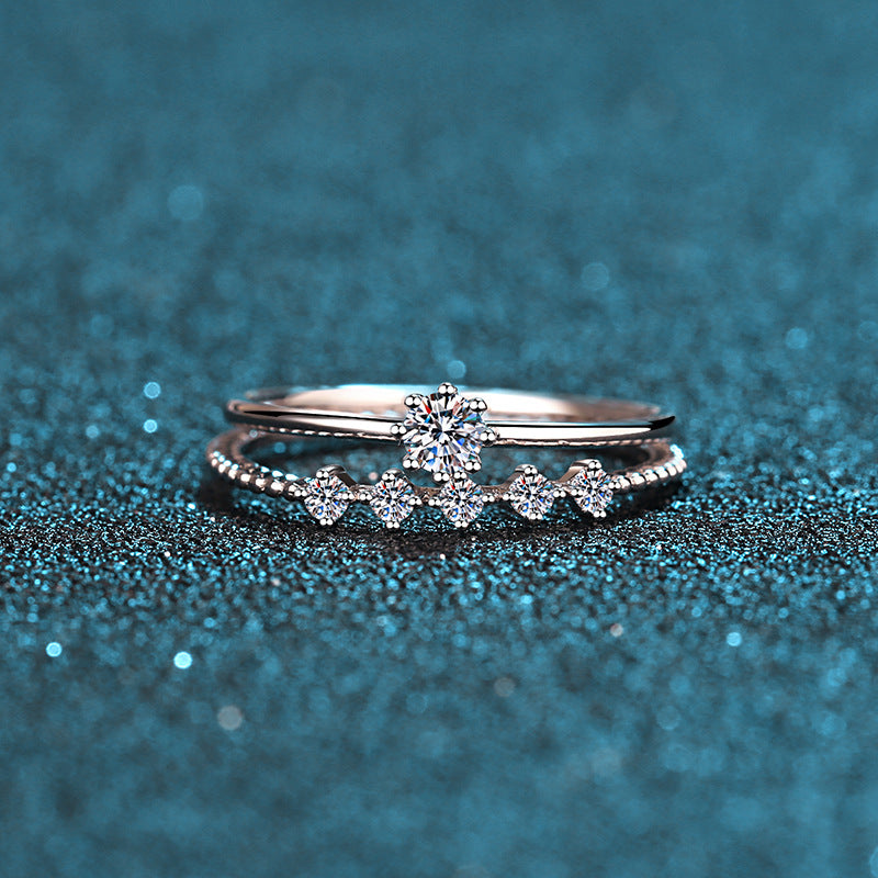 925 Sterling Silver 10 Points Moissanite Couple Rings